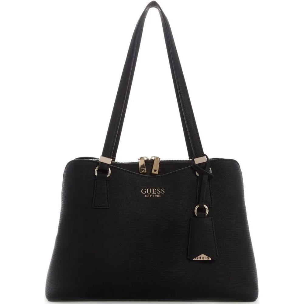 GUESS Lyndi Girlfriend Satchel Black Textured Shoulder Bag Purse